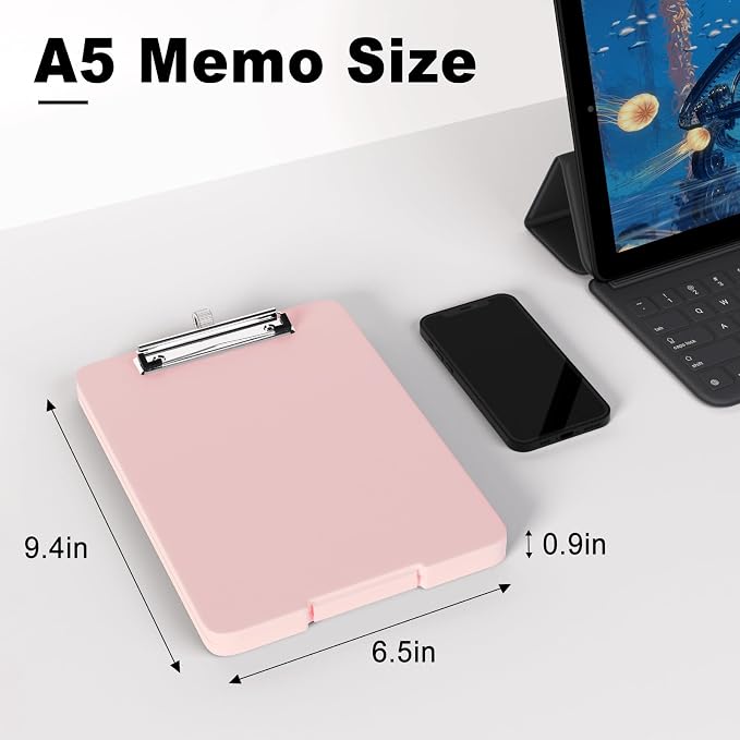 Hongri A5 Clipboard with Storage, Metal Retractable Pen Holder, 6 x 9'' Nursing - Image 2