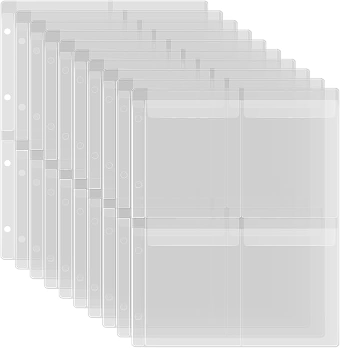 10 Pack A4 Size Plastic Binder Pockets, 4 Holes Waterproof PVC Folders Loose by BAOFALI