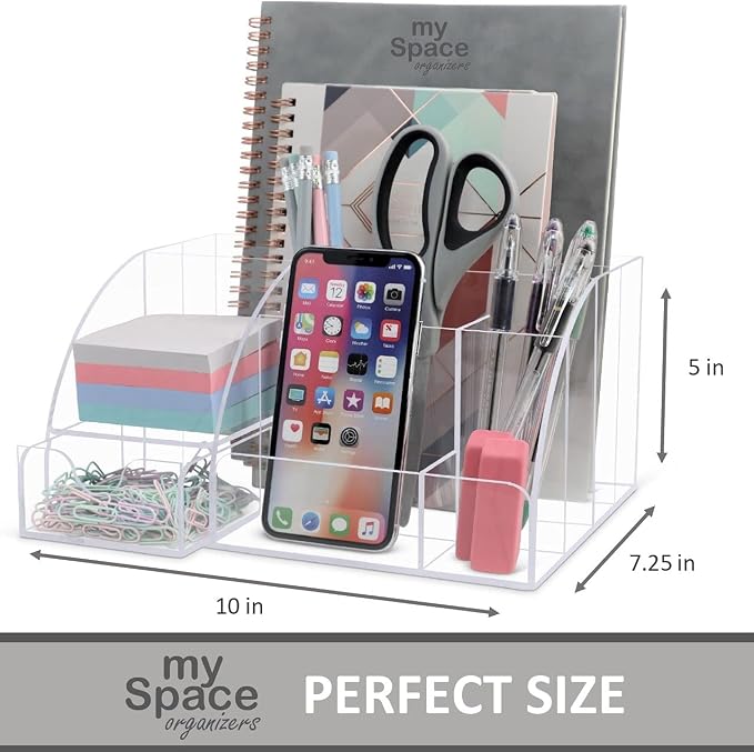 My Space Organizers Clear Acrylic Desk Oganizer, 9 Compartments, Office - Image 6