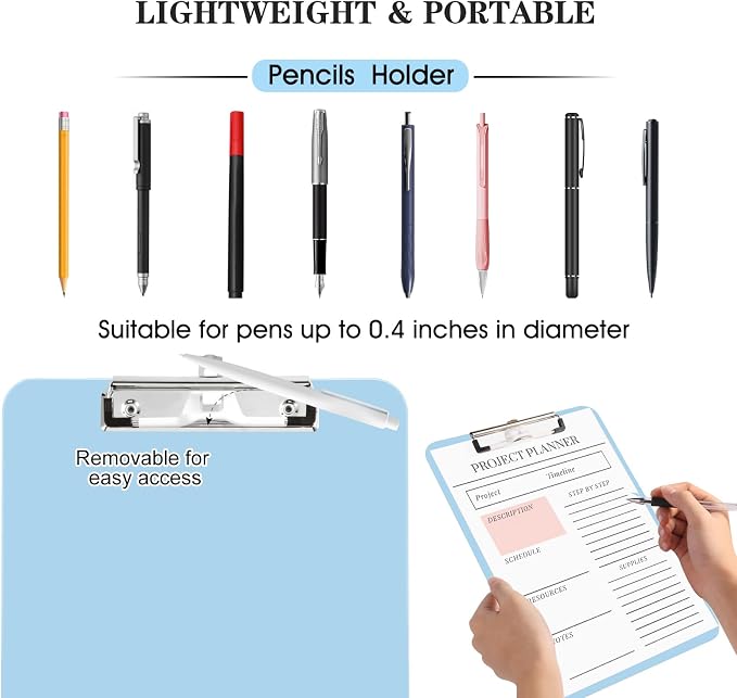 Clipboard with Pen Holder, Standard Letter Size A4, Thickened Clip Boards 8.5x11 - Image 2