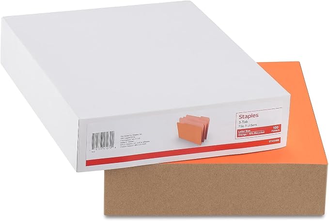Staples Top‑Tab File Folders, Letter Size, 3‑Tab Design, Durable Paper Stock - Image 4
