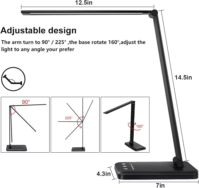 White crown LED Desk Lamp Dimmable Table Lamp Reading Lamp - Image 5