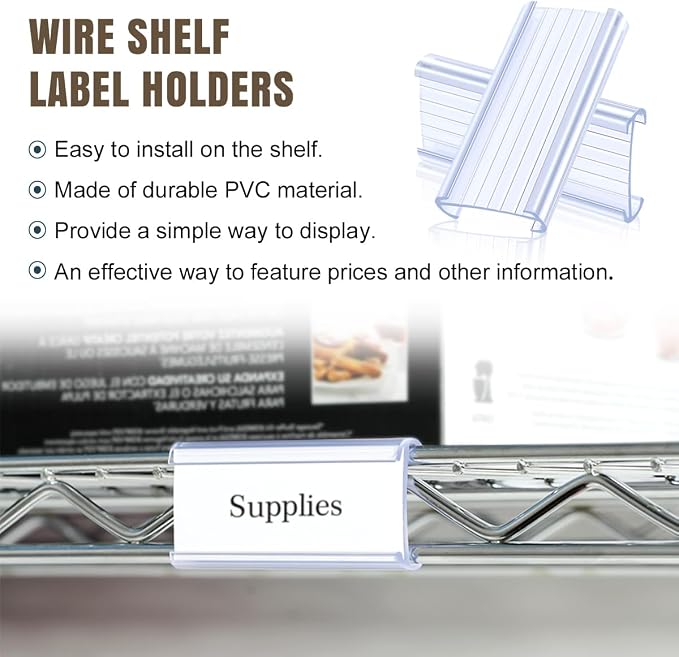 Lenink 30Pcs Wire Shelf Label Holders, Plastic Wire Rack Label Holder, - Image 2