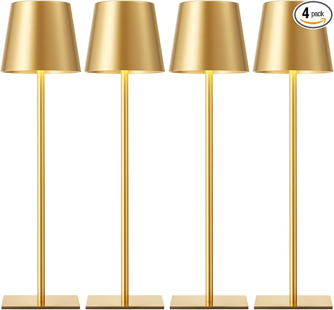 Kakanuo Gold Cordless Rechargeable Table Lamp, 4 Pack Portable Desk Lamp by KakanuoLightings