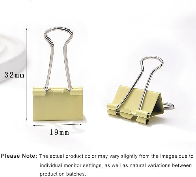 50 Pack Small Yellow Binder Clips 3/4 Inch, Colored Little Paper Clamps - Image 2