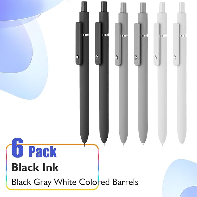 Vanhench 6Pcs Gel Pens, 0.5MM Black Gel Ink Pen Fine Point Smooth Writing Pens - Image 2