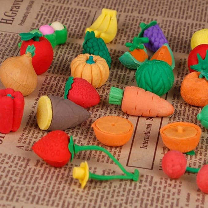 Cllayees 72 Pcs Assorted Food Pencil Erasers Toy Set, Cake Dessert Fruit Puzzle - Image 6