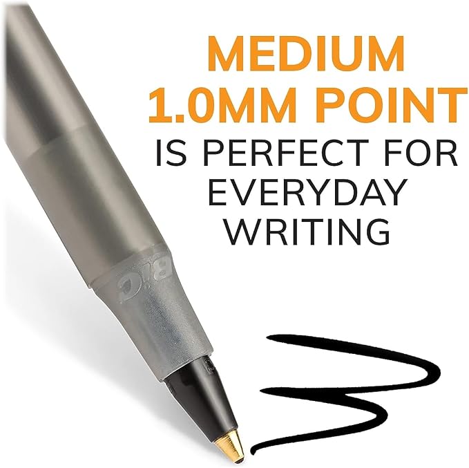 BIC Round Stic Xtra Life Black Ballpoint Pens, Medium Point, 500-Count Pack of - Image 3