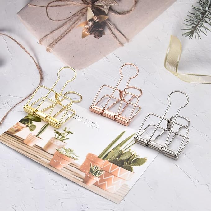 Extra Large Binder Clips 2 Inch, Big Paper Clamps Rose Gold - Image 6