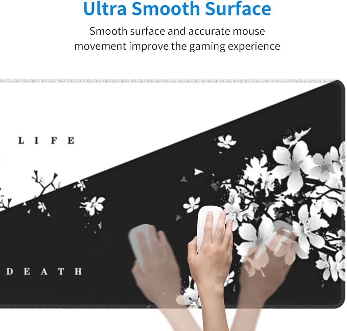 Japanese Life Death Keyboard Mat, Japanese Sakura Pagoda Sun Mouse Pad - Image 3