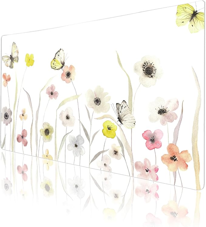 Colorful Star Large Mouse Pad, Watercolor Floral Desk Mat Office Supplies - Image 7