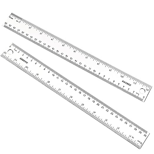 Plastic Ruler 12 inch, Centimeters, Millimeters, Straight Measuring Tools by KASBEE