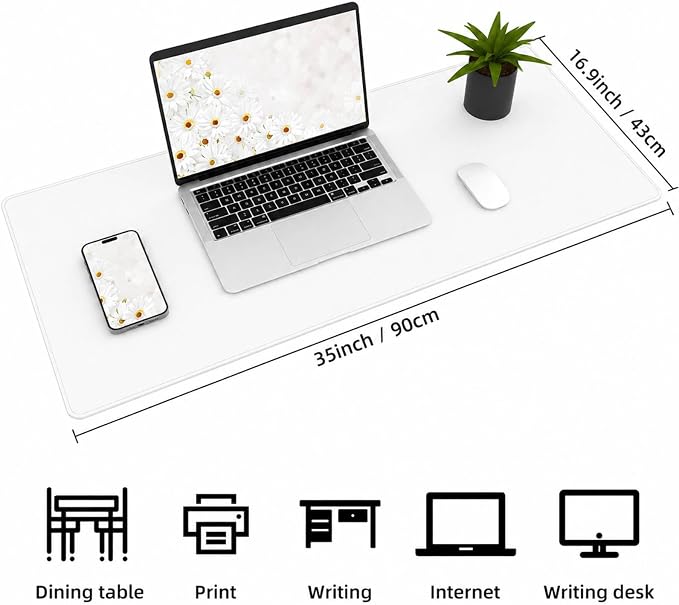 AFIING Cork Desk Mat 35.4" x 17", Dual-Sided Natural Cork & PU Leather Desk Pad - Image 2