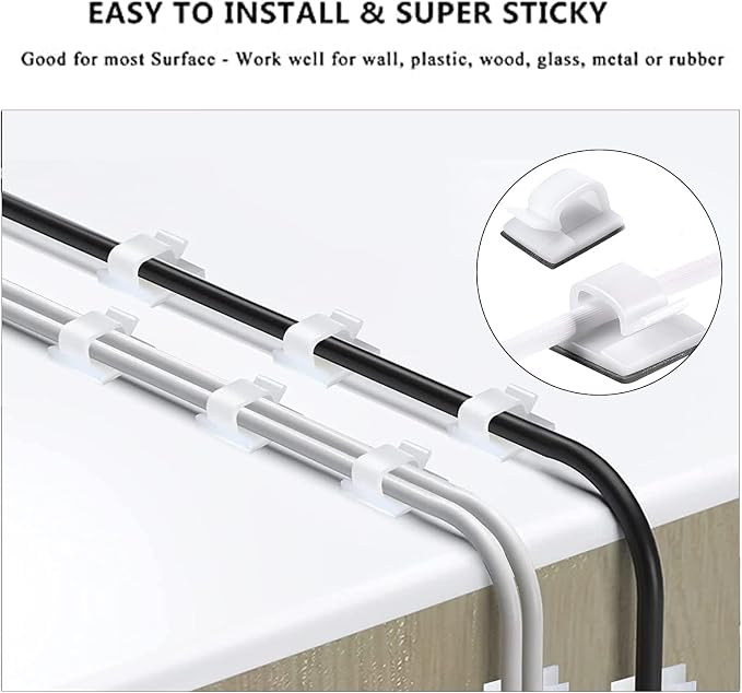 White Cable Management Organizer Kit, 2 Wire Sleeve Protector, 41 Self Adhesive - Image 4