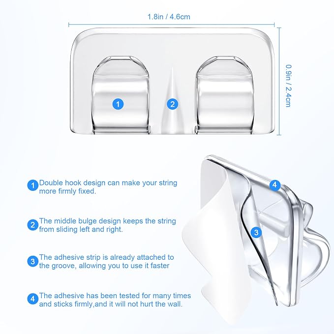 Hetyue Hooks for Outdoor String Lights Clips: 40Pcs Heavy Duty Light Hook - Image 3