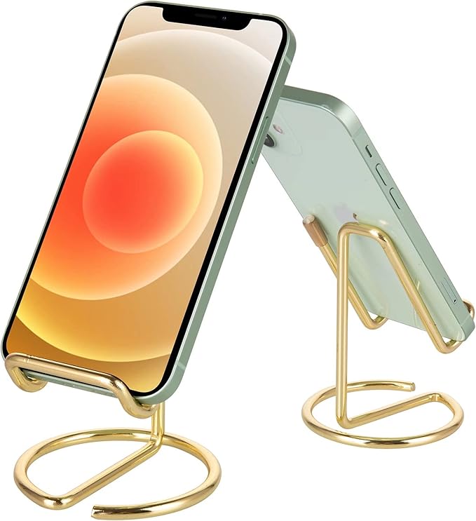 ROPOSY Cell Phone Stand for Desk, Cute Metal Gold Cell Phone Stand Holder Desk by ROPOSY