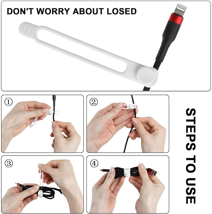 16Pcs 4.2" Silicone Cable Ties Cord Organizer - Image 3