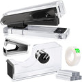 Acrylic Black Tape Dispenser and Desktop Stapler, Includes Staple Remover by VOSTOR
