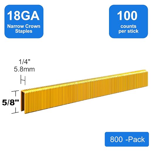 18 Gauge 1/4" Narrow Crown Staples 5/8" Leg Galvanized 800 Pack - Image 3