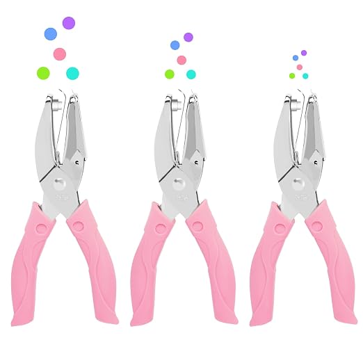 UCEC 3 Pack Metal Handheld Small Hole Punch, Paper Punches by UCEC
