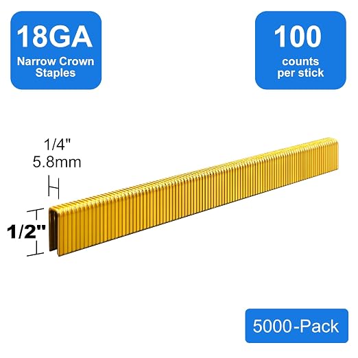 18 Gauge 1/4" Narrow Crown Staples 1/2" Leg Galvanized 5000 Pack - Image 3