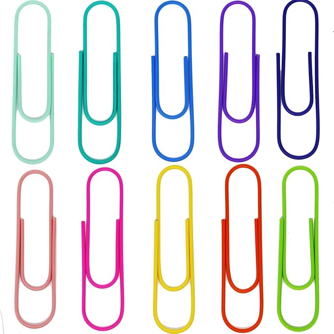 50 Pack 4 Inches Jumbo Paper Clips, Vinyl Coated Multicolored Extra Large Mega - Image 3