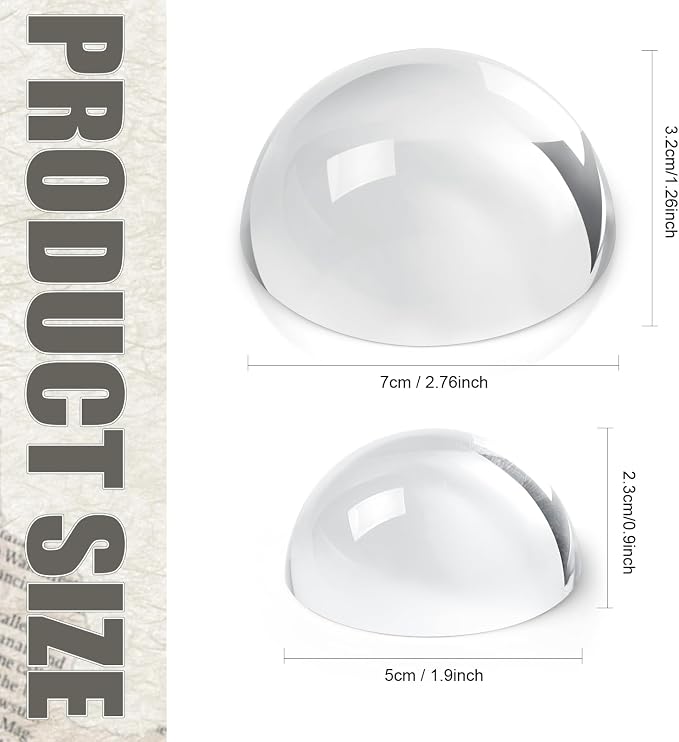 Briwooody 6 Pcs Crystal Dome Magnifier Paperweights Glass Paperweight Reading - Image 3