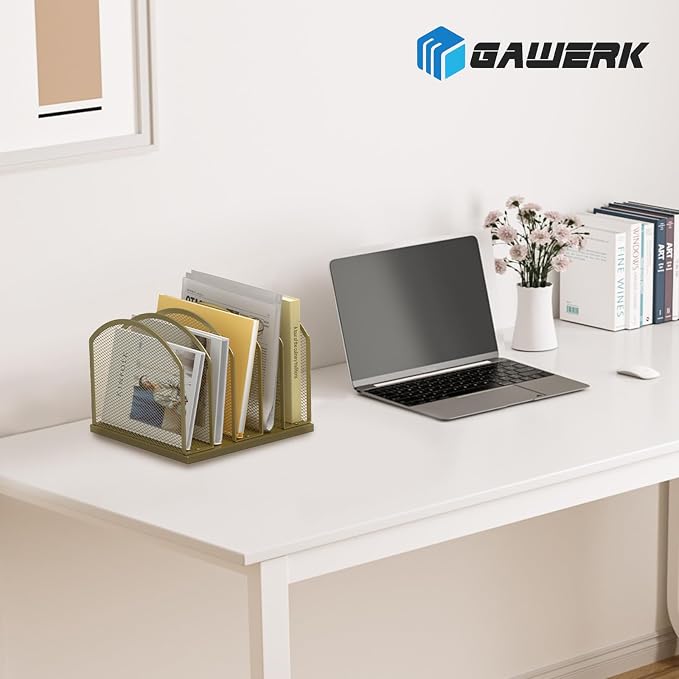 Gawerk 5-Section Vertical Desktop Organizer, 5-Section Mesh File Folder Stand - Image 7