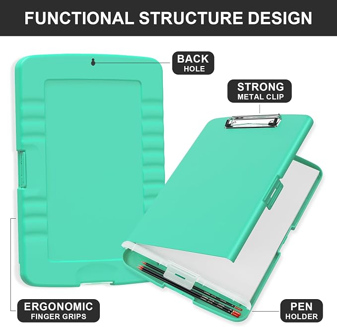 Plastic Clipboard with Storage, 8.5 x 11 Storage Organization Box Side-Opening - Image 3