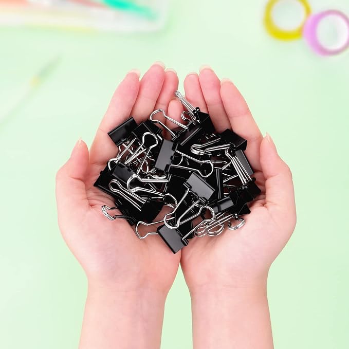ZZTX Black Binder Clips Paper Clamps Clips Small Size, 0.75 Inches, 36 Pack - Image 5
