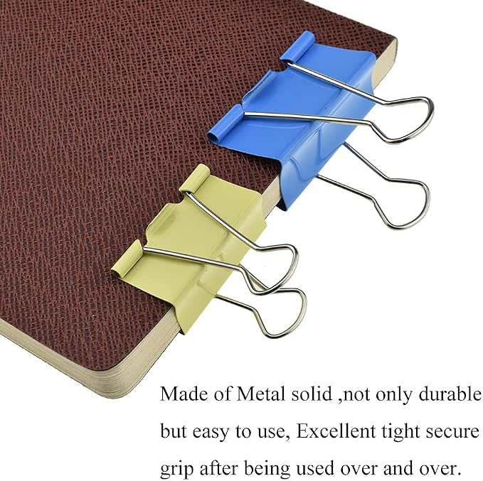 HAHIYO Binder Clips Paper Clamps Spring Steel Sturdy Large 1.57 inches Width - Image 6