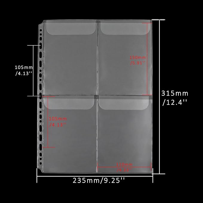 Mogoostry A4 Binder Pockets Zipperless Cash Envelopes 4 Pocket Binder Sleeves - Image 2