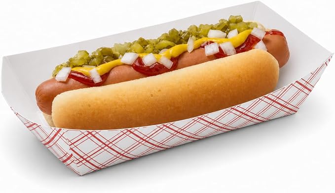 Mr Miracle 7 Inch Paper Hot Dog Tray in Red White Pattern. Pack of 250. by MrMiracle