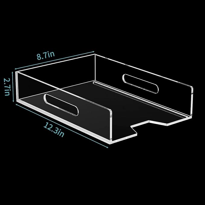 HIIMIEI Paper Organizer for Desk, Acrylic Paper Tray, Office 2 Tiers - Image 2