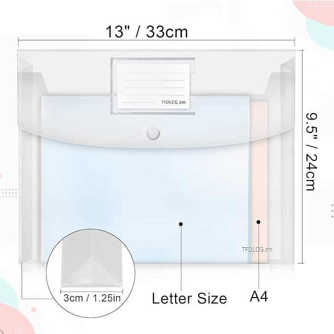 11 Pack Clear Plastic Envelopes File Folders, US Letter A4 Size Folder - Image 3