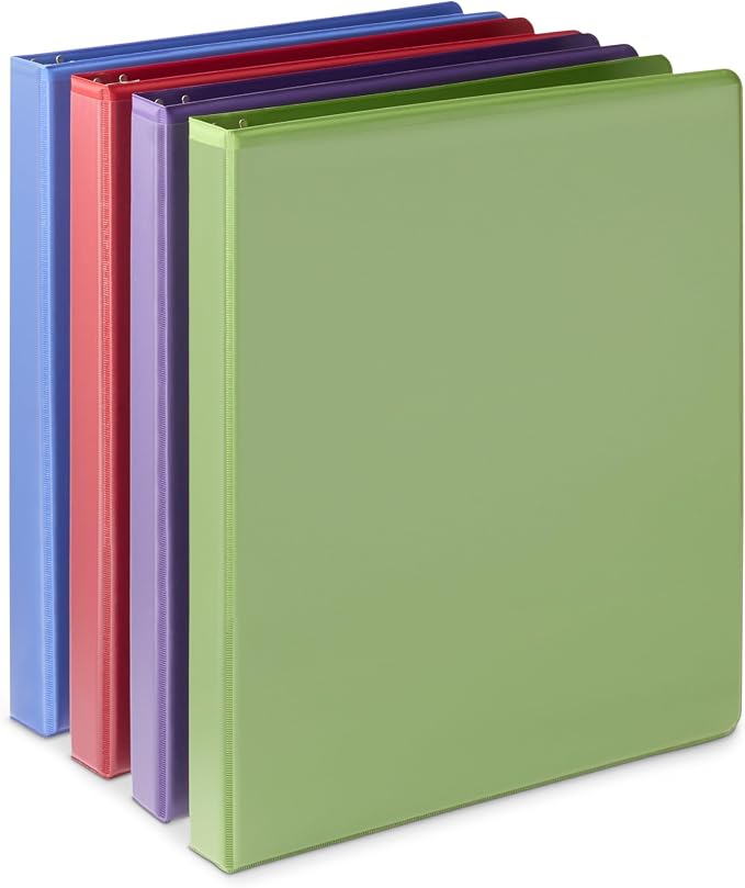 Amazon Basics Economy 3 Ring Binder, 1/2 Inch D-Ring, Easy Lock and Release by AmazonBasics