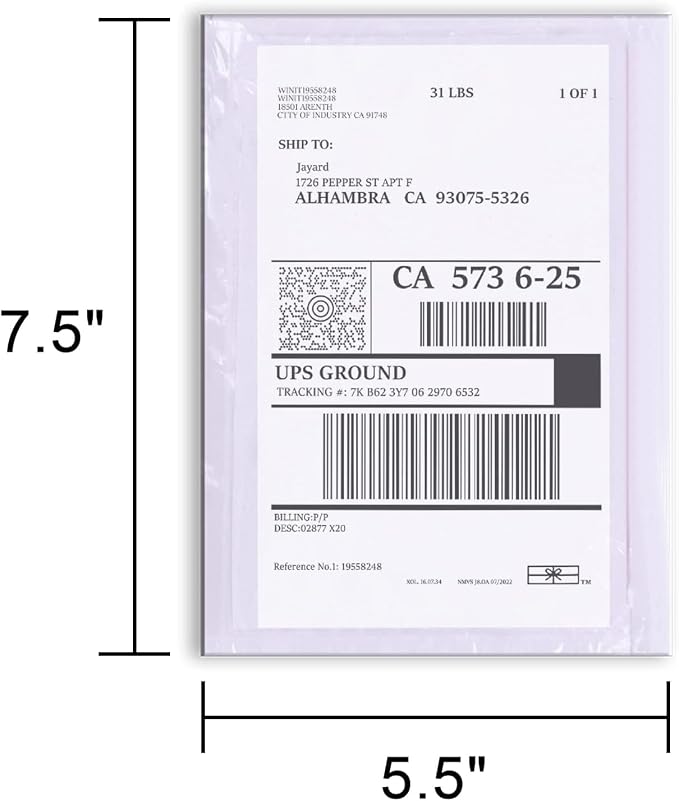 7.5'' x 5.5'' Packing List Pouches, Shipping Label Envelopes Clear - Image 2