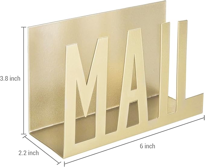MyGift Mail Holder Organizer Countertop Modern Brass Metal - Image 4
