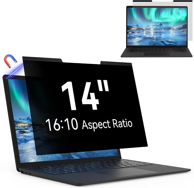 Magnetic Laptop Privacy Screen 14 Inch 16:10 Aspect Ratio Anti-Glare Blue Light by MaoYeye