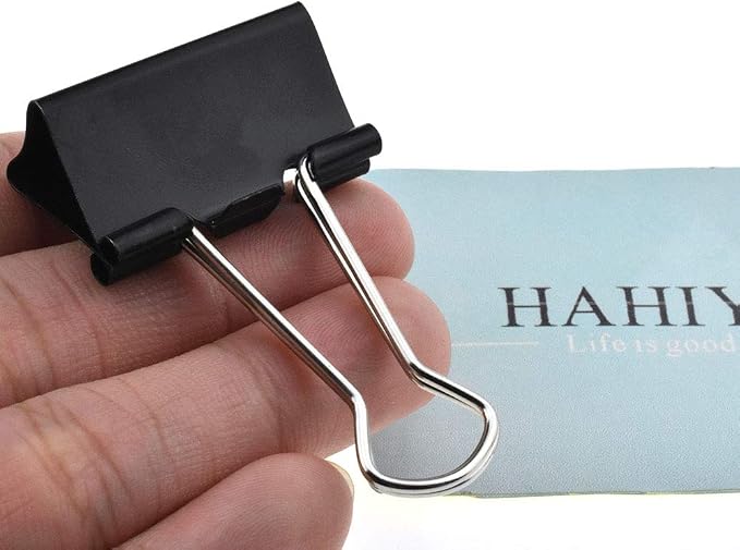 HAHIYO Binder Clips Paper Clamps Spring Steel Sturdy Medium 1.26 inches Width by HAHIYO