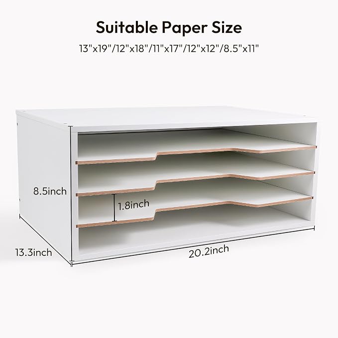 Yumkfoi 12x18 Construction Paper Organizer, 4-Tiers Paper Storage Shelf - Image 2