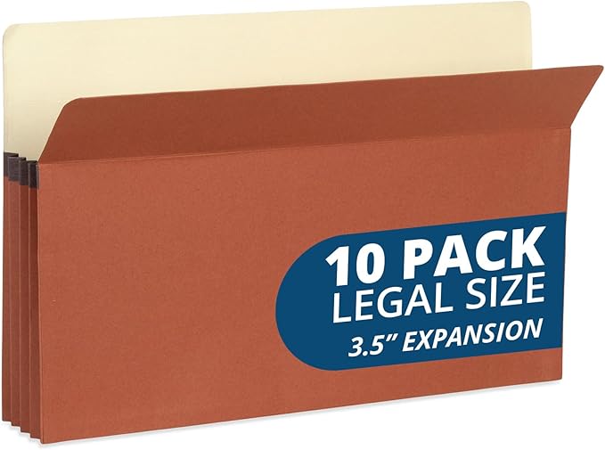Blue Summit 10 Redwell Folders Legal Size, 3.5” Red Rope Expandable Pockets by BlueSummitSupplies