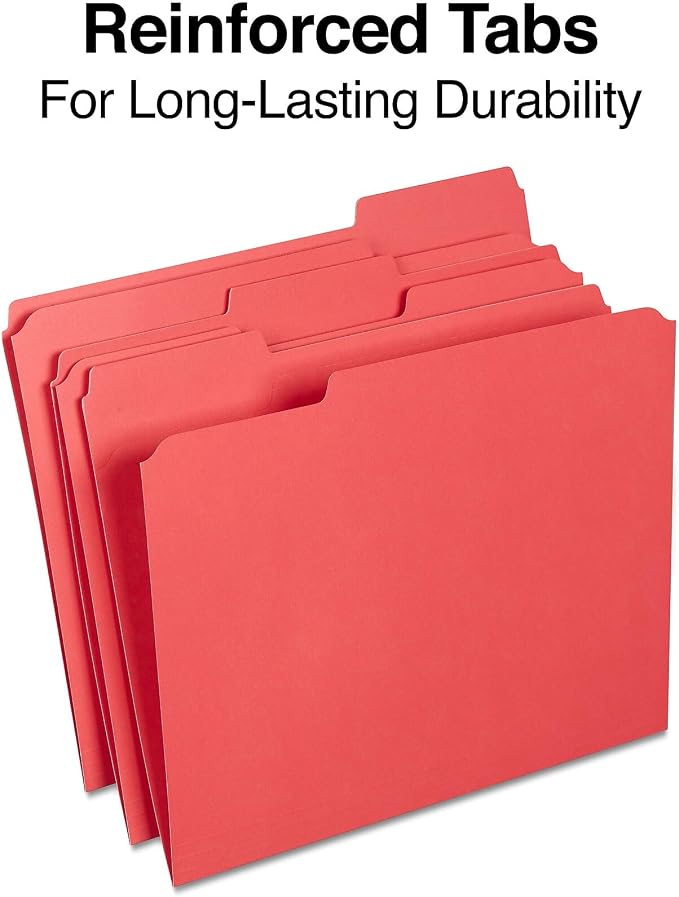 Staples Reinforced File Folders, Letter Size, 1/3‑Cut Tabs, Heavy‑Duty Paper - Image 4