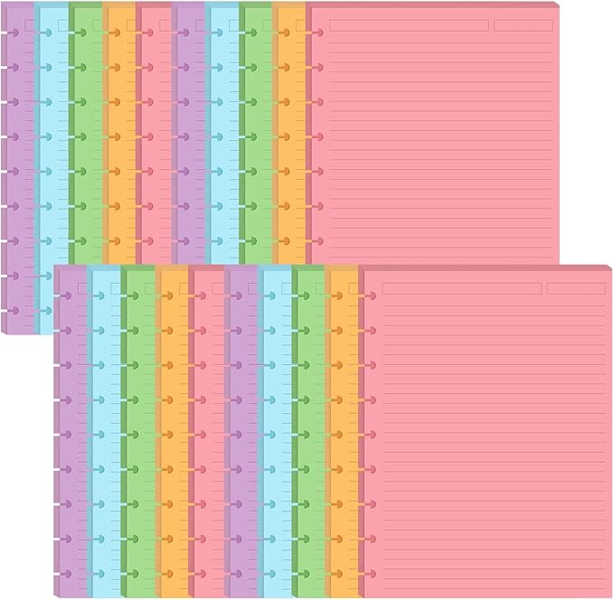 9-Disc Discbound 5 Colorful Line Paper Pre-punched Happy Planners Inserts by Yaridar