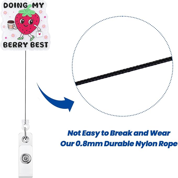 Doing My Berry Best Funny Nurse Badge Reel, Cute Strawberry Retractable ID - Image 5