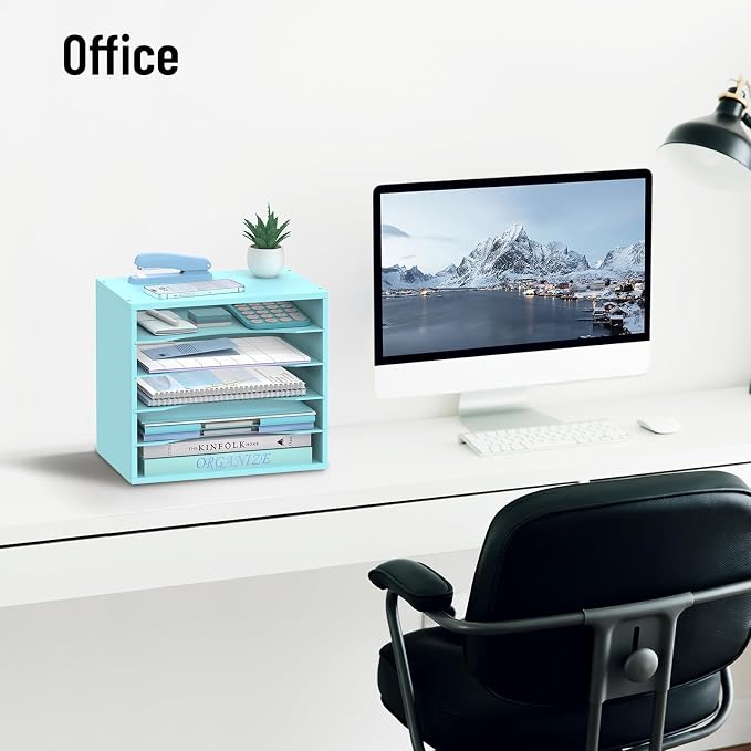 5-Tier Wood Desk Organizer, Paper Tray Organizer - Image 8
