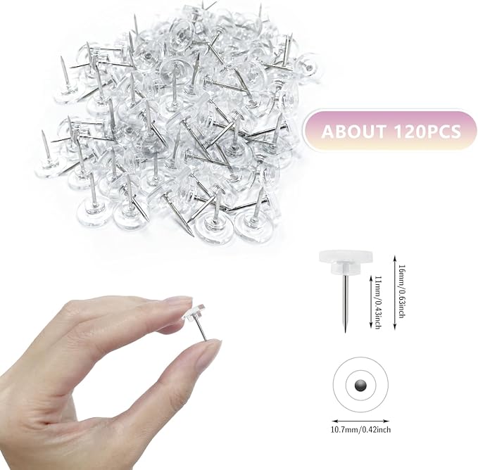 DEEINN 120 Count Clear Push Pins - Image 2