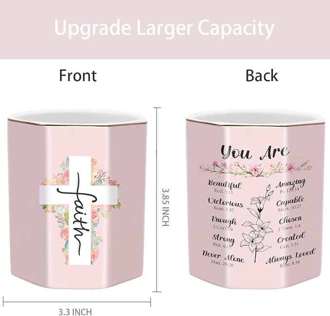 Pen Holder for Desk, Cute Ceramic Pencil Holder, Pen Cup Marker Holder Makeup - Image 2