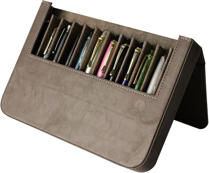 PU Leather 12 Fountain Pen/Pencil Tray Case Organizer, Fashion Design, Magnetic - Image 8