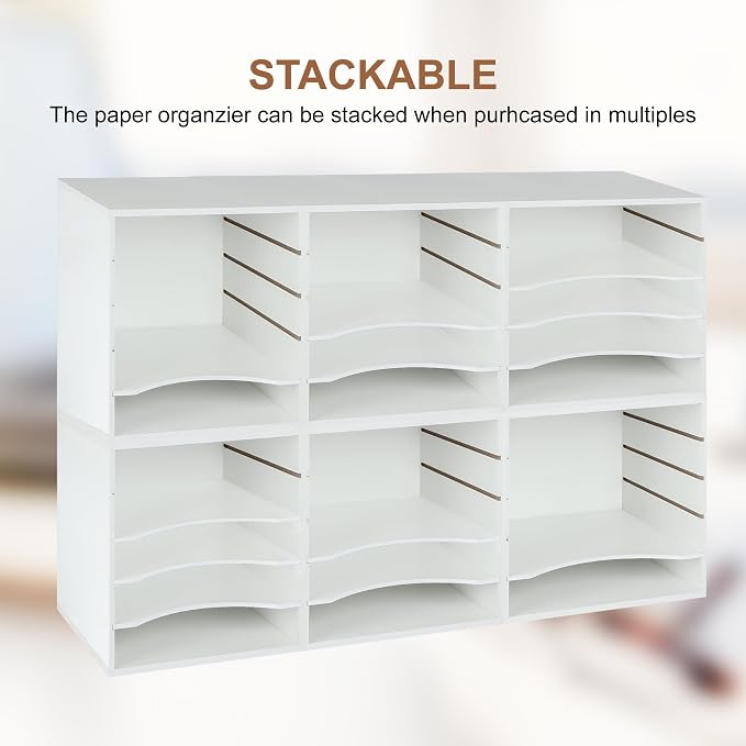 EMERIT Paper Organzier Wood Desktop Organizer Storage Letter Tray File Sorter - Image 5